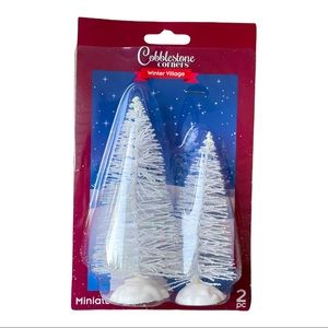 Cobblestone Corners Miniature White Christmas Tree Tabletop Decor Set NWT